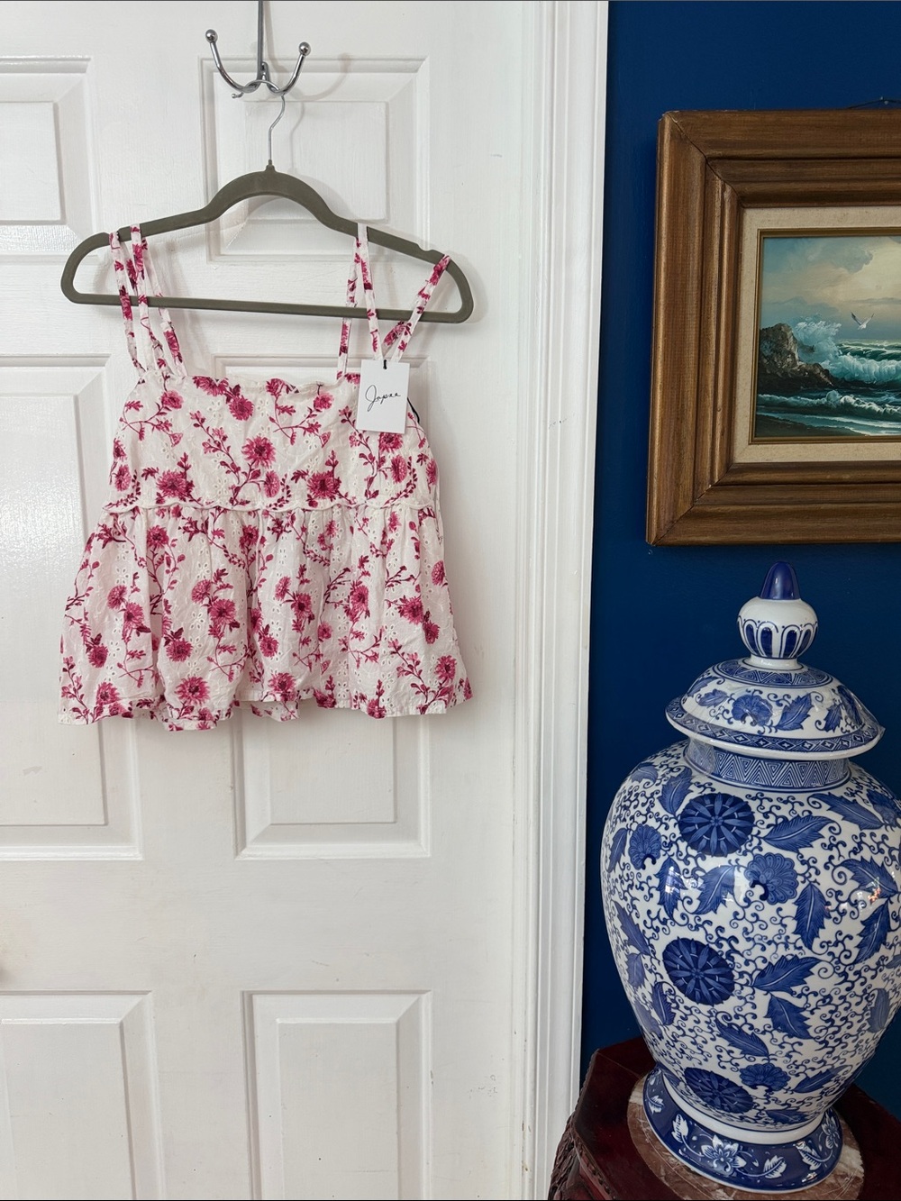 NWT Japna Floral Eyelet Babydoll Cami Top Size Medium